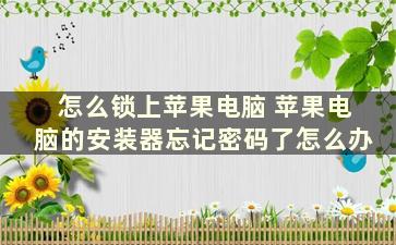 怎么锁上苹果电脑 苹果电脑的安装器忘记密码了怎么办